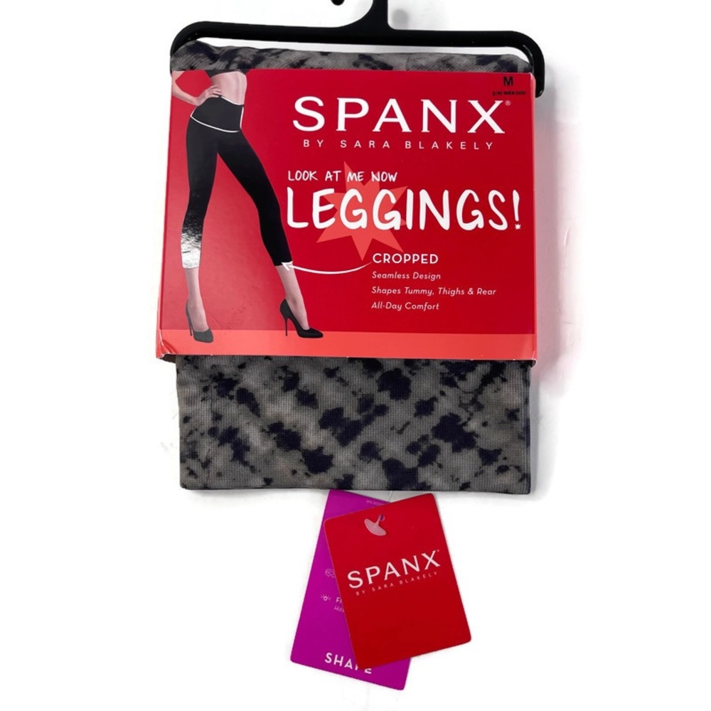 Spanx Cropped Look at Me Now Seamless Leggings, Grey watercolor, Medium